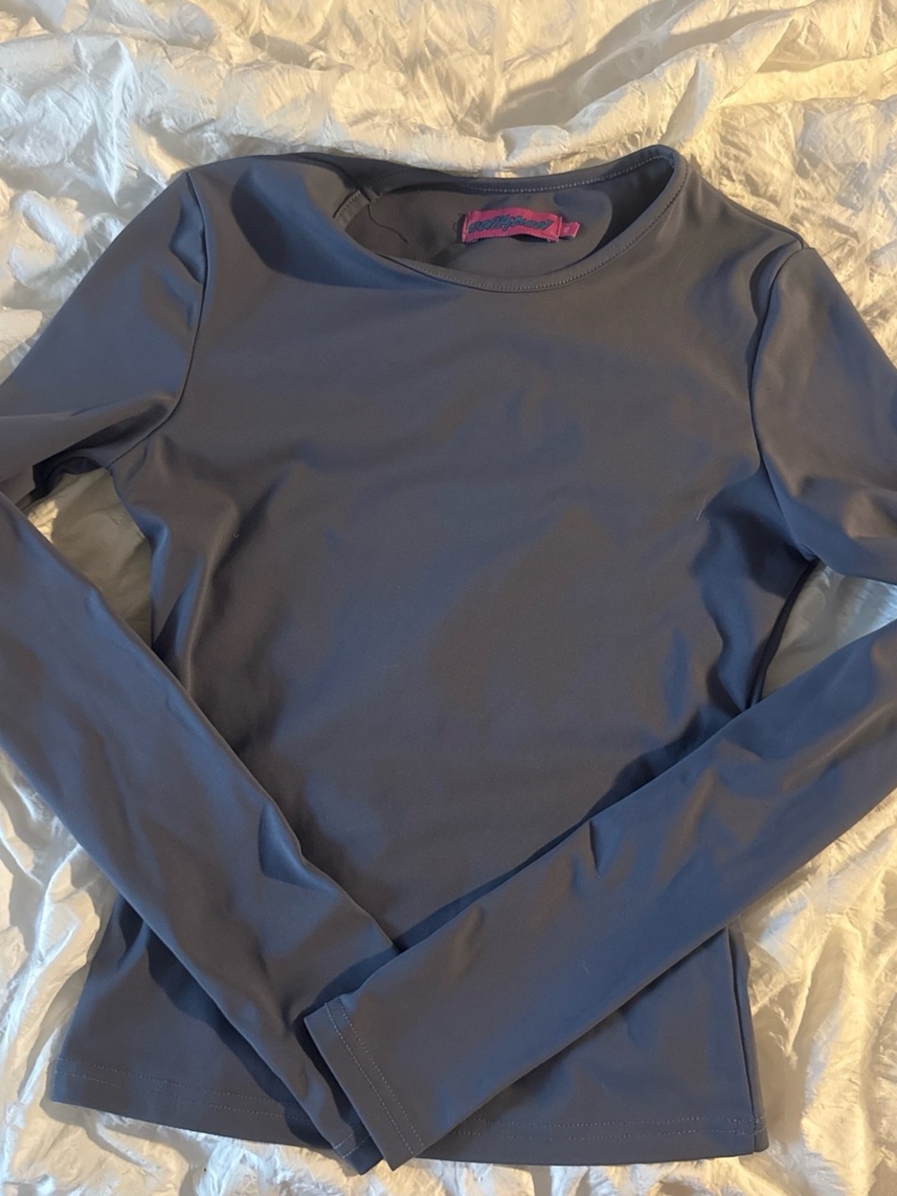Edikted Long-Sleeve Crewneck Top in Slate Blue